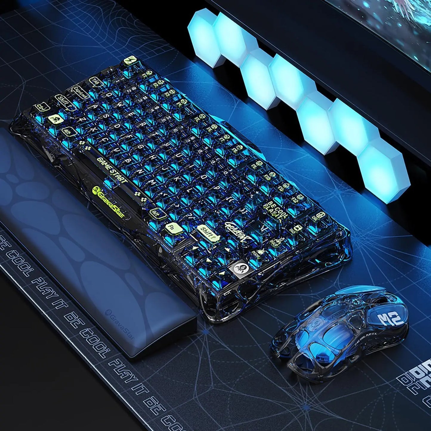 GravaStar Mercury M2 Wireless Gaming Mouse, Lightweight Hollowed-Out Design, 5 Programmable DPI, 26,000 DPI, PAW3395DM Sensor