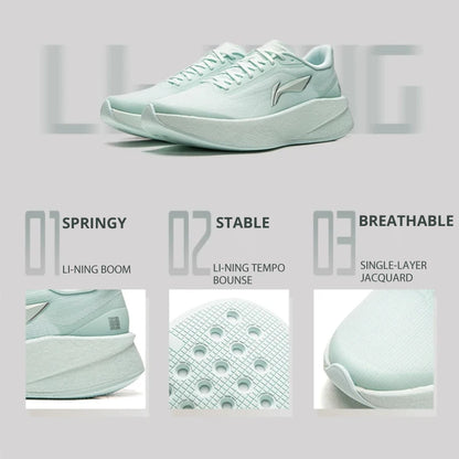 Li-Ning Women's CHAOYING Cushion Running Shoes BOOM Lightweight Rebound TEMPO BOUNCE Flexible Li-Ning Comfortable Sneakers ARBW008