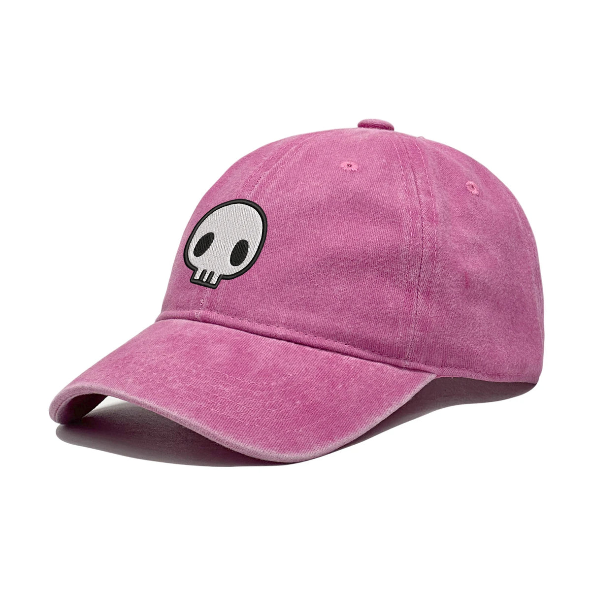 Retro-Baseballkappe im Washed-Distressed-Look mit Totenkopf-Stickerei, Dad-Hat für Damen und Herren, lässige, verstellbare Outdoor-Sonnenkappe 260617