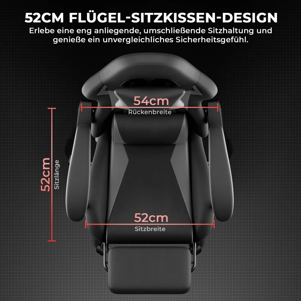 Gaming Chair Ergonomic Gaming Chair with Lumbar Pillow and Headrest, Gamer Chair Height Adjustable, PC Chair for Adults Girls Boys, Black Grey