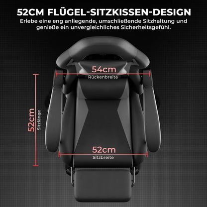 Gaming Chair Ergonomic Gaming Chair with Lumbar Pillow and Headrest, Gamer Chair Height Adjustable, PC Chair for Adults Girls Boys, Black Grey