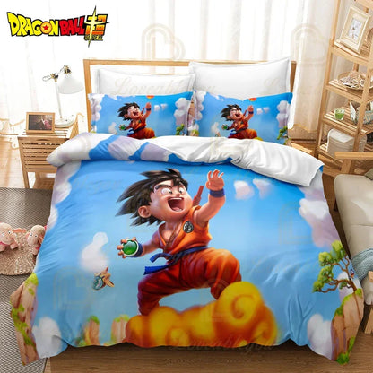 Dragon Ball Z Guko Kids Bedding Set Single King Size Duvet Cover with Quilt And Pillowcase Double Bed Linen for Bedroom Decor