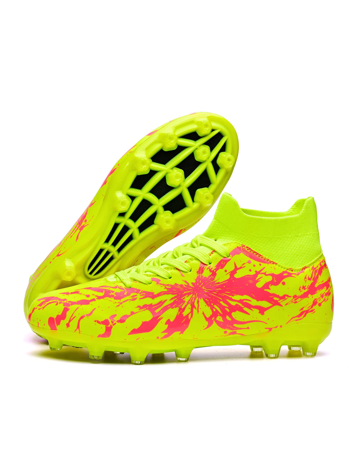 Chaussures de football pour hommes, modèle AG FG, design aérodynamique et léger, excellente adhérence, idéales pour les entraînements quotidiens sur gazon et les matchs de l’équipe de football scolaire.