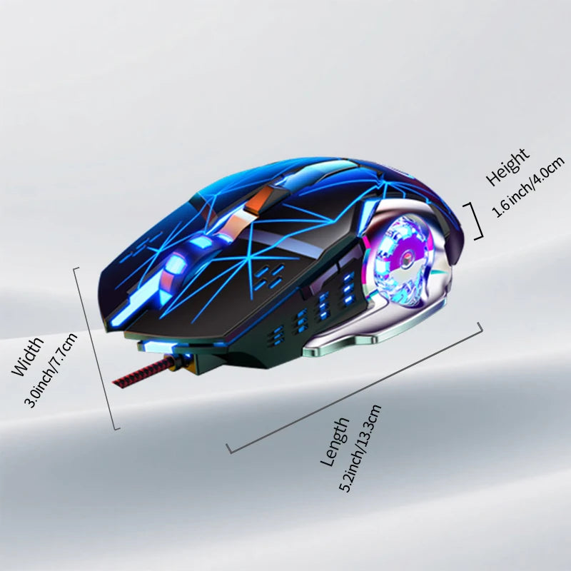 USB-Gaming-Maus mit Kabel, 6 Tasten, Hintergrundbeleuchtung, ergonomische Maus, einstellbare DPI, optische Maus für PC-Gamer, Computer und Desktop