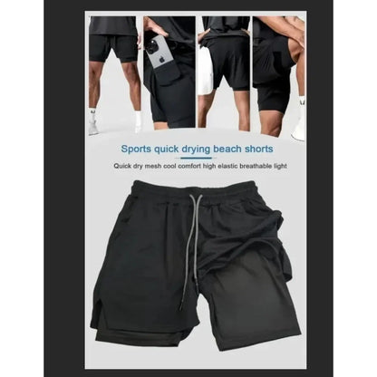 Bandai Dragon Ball Goku Printed Double-layer Shorts, Loose Men's and Women's Summer Sweat-wicking and Breathable Sports Shorts