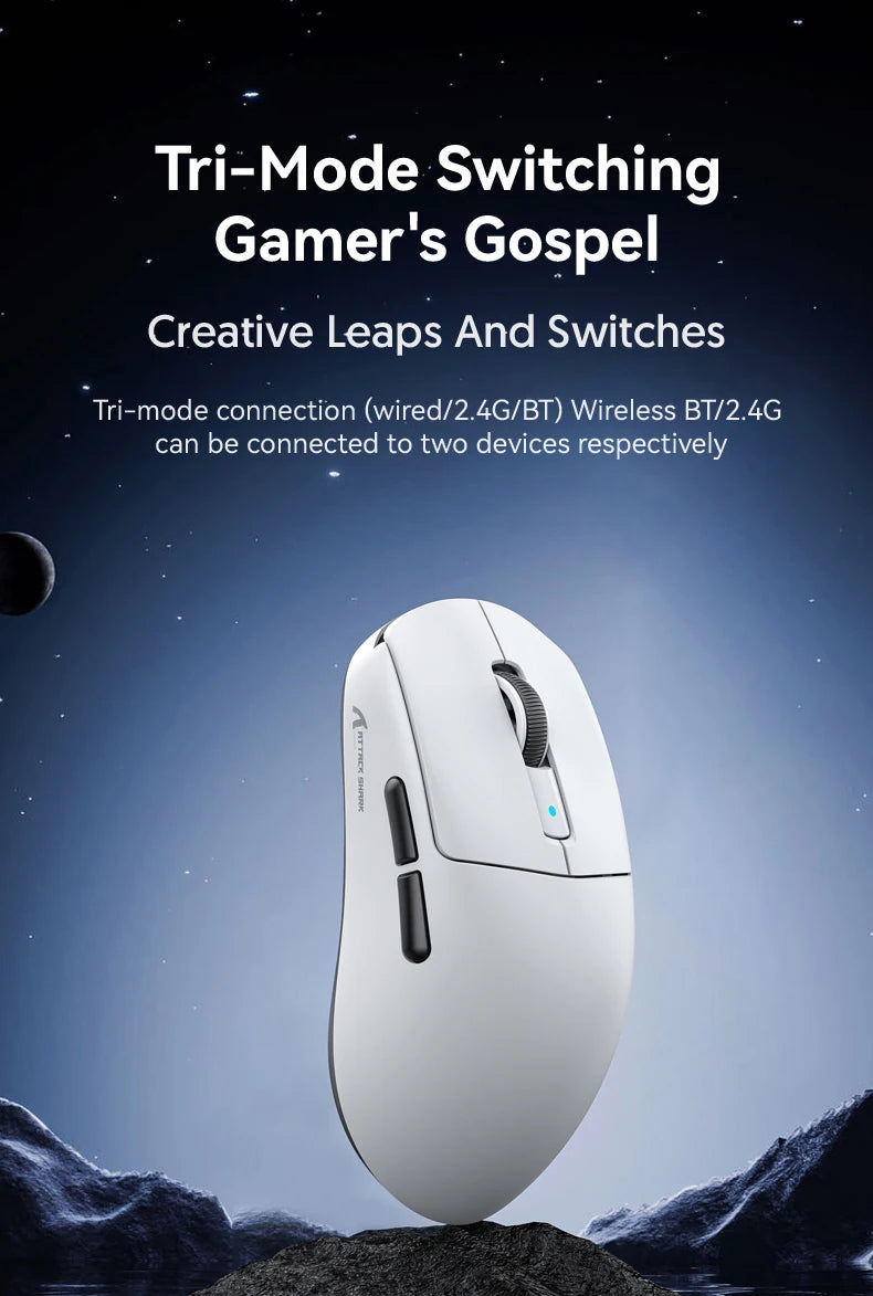 ATTACK SHARK R6 PAW3950MAX Wireless Gaming Mouse, 8Khz Polling, Ultralight 39g, Nordic 52840 MCU,  Omron Optical Microswitches