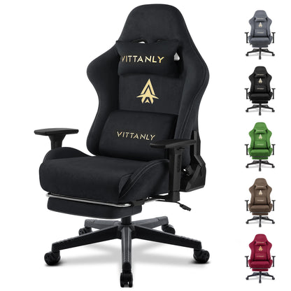 Brand Gaming Chair Breathable Ergonomic Office Chair Lumbar Support Height Adjustable Faux Suede Recliner with Footrest Headrest