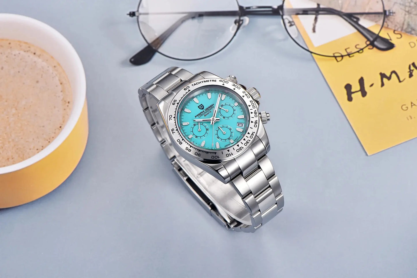 Pagani Design VK63 Fashion Men's Quartz Watch Luxury Sapphire Glass Timing Code Watch Stainless Steel Waterproof 10 Bar PD1727