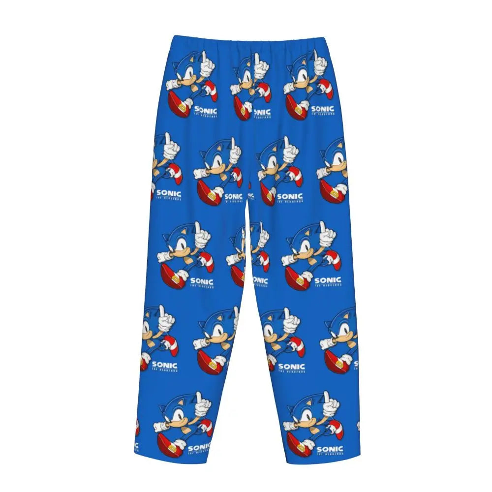 Custom Printed Womens Soniced Pajama Pants Hedgehog Game Sleepwear Sleep Lounge Bottoms with Pockets