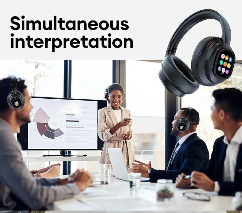 KI-LCD-Touchscreen kabellose Bluetooth-Kopfhörer – ANC-Geräuschunterdrückung, tiefer Bass, Gaming-Headset mit HD-Mikrofon