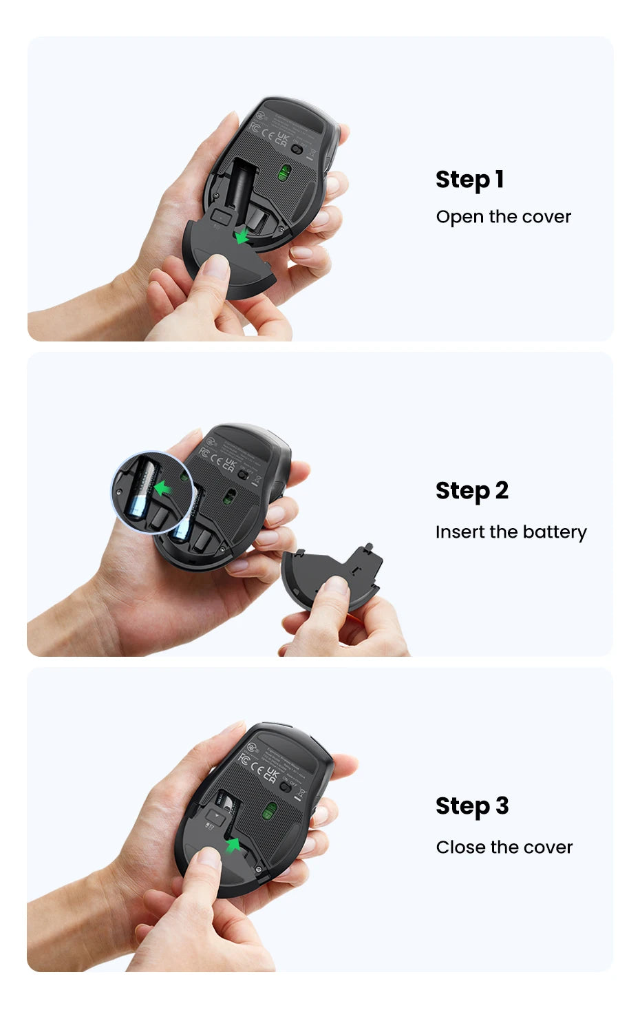 Ratón inalámbrico UGREEN Bluetooth 5.0 ergonómico, 4000DPI, 6 botones silenciosos, para MacBook, tabletas, portátiles, ordenador PC, 2.4G