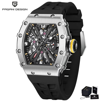 PAGANI DESIGN 42 MM Men's Skeleton Quartz Watch Japan VH65 Sapphire Glass Stainless Steel 50M Waterproof Wristwatches PD1738 New