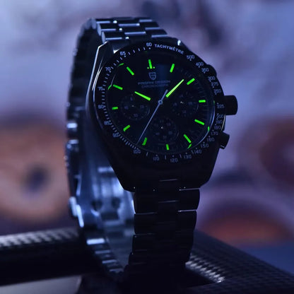 montre PAGANI DESIGN Moon – Chronographe à quartz de luxe pour homme, style sportif, verre saphir avec traitement antireflet, affichage luminescent