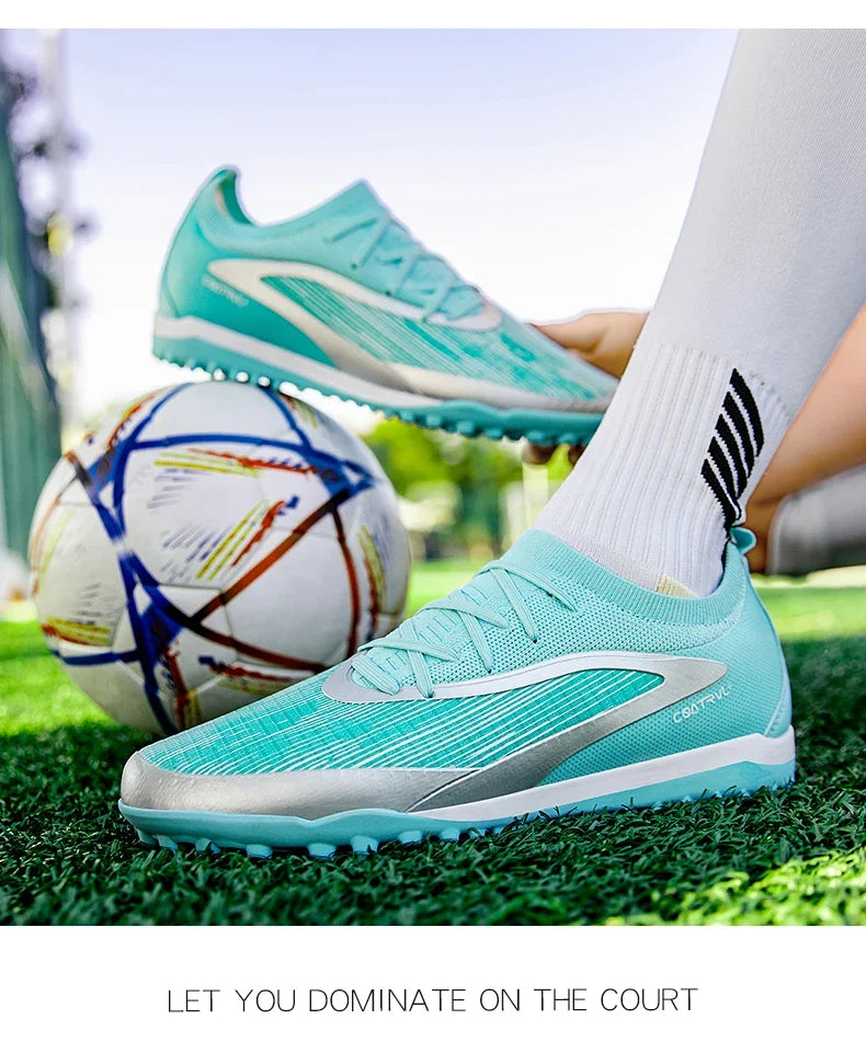 Botas de fútbol para hombre, tacos de exterior transpirables para adultos, antideslizantes, zapatillas deportivas de fútbol con tacos largos para entrenamiento y partido, cómodas para chicos