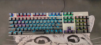 GK410 104 Keys Metal Panel Mechanical Keyboard RGB Light Green Black Tea Axis Esports Full Non-Impact Game Computer Keyboard