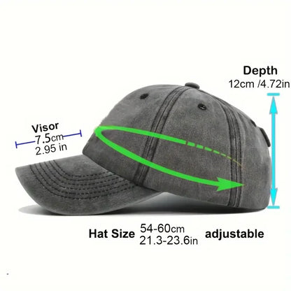 FOCUS Print Cap Washed Cotton Adjustable Classic Style Baseball Cap, Sports Duckbill Hat for Men and Women