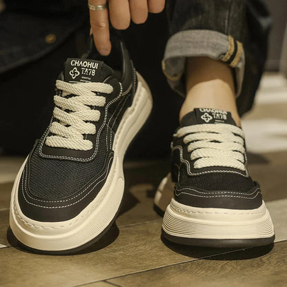 Men's Ultralight Breathable Mesh Sneakers 2025 Fashion Thick Sole Casual Shoes Comfortable Lace-up Trainers for Daily Walking