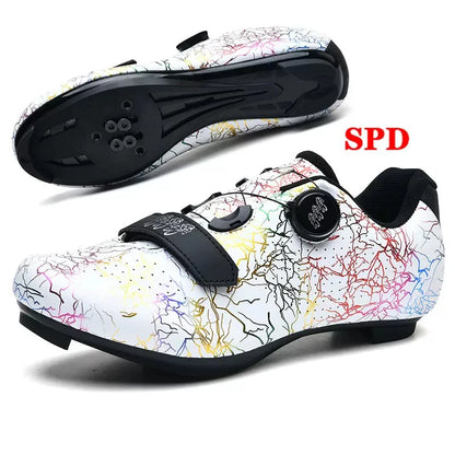 Zapatillas de ciclismo nuevas para hombre con cierre automático para carretera, montaña y exterior; zapatillas deportivas de ciclismo para mujer para spinning indoor