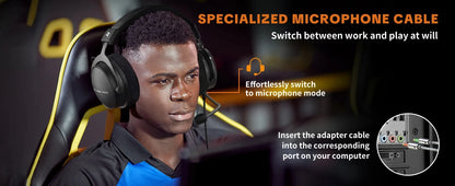 Auriculares con cable circumaurales Talomen TOP W550X con transductores de 50mm, graves profundos, cable desmontable y micrófono integrado – Headset para gaming, DJ, estudio y oficina