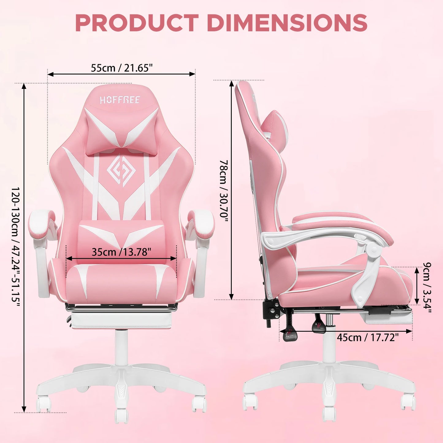200Lbs Load Gaming Chair with Massage Ergonomic Computer Chair Footrest and Lumbar Support Reclining PC Chair Adjustable Armrest
