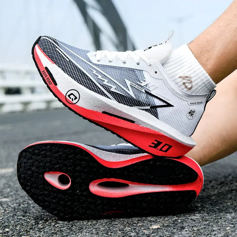 Men's Carbon Board Sneakers Anti-Slip Cushioned Comfortable Racing Training Running Shoes Mesh Tennis Shoes Casual for Women