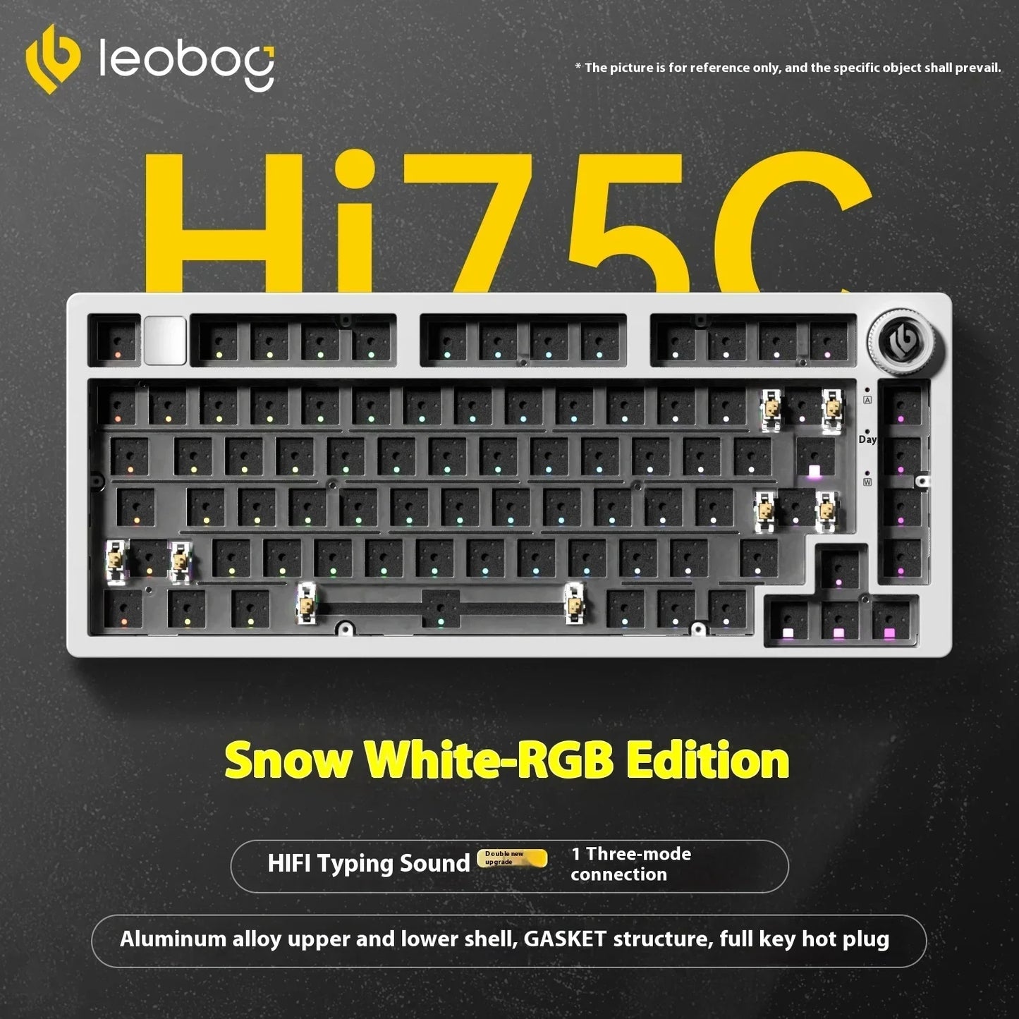 LEOBOG Hi75C Mechanische Tastatur 3Mode/Kabelgebundenes Kit Hot-Swap mit Drehknopf RGB Aluminiumlegierung Gasket Hi75C Tastatur-Kit PC Custom Geschenk