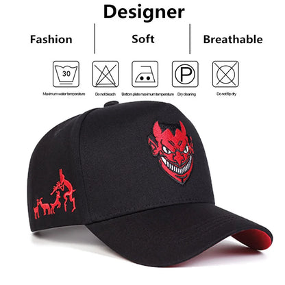 Unisex Devil Embroidery Baseball Caps Spring Autumn Outdoor Adjustable Casual Hats Sunscreen Hat Sports Cap