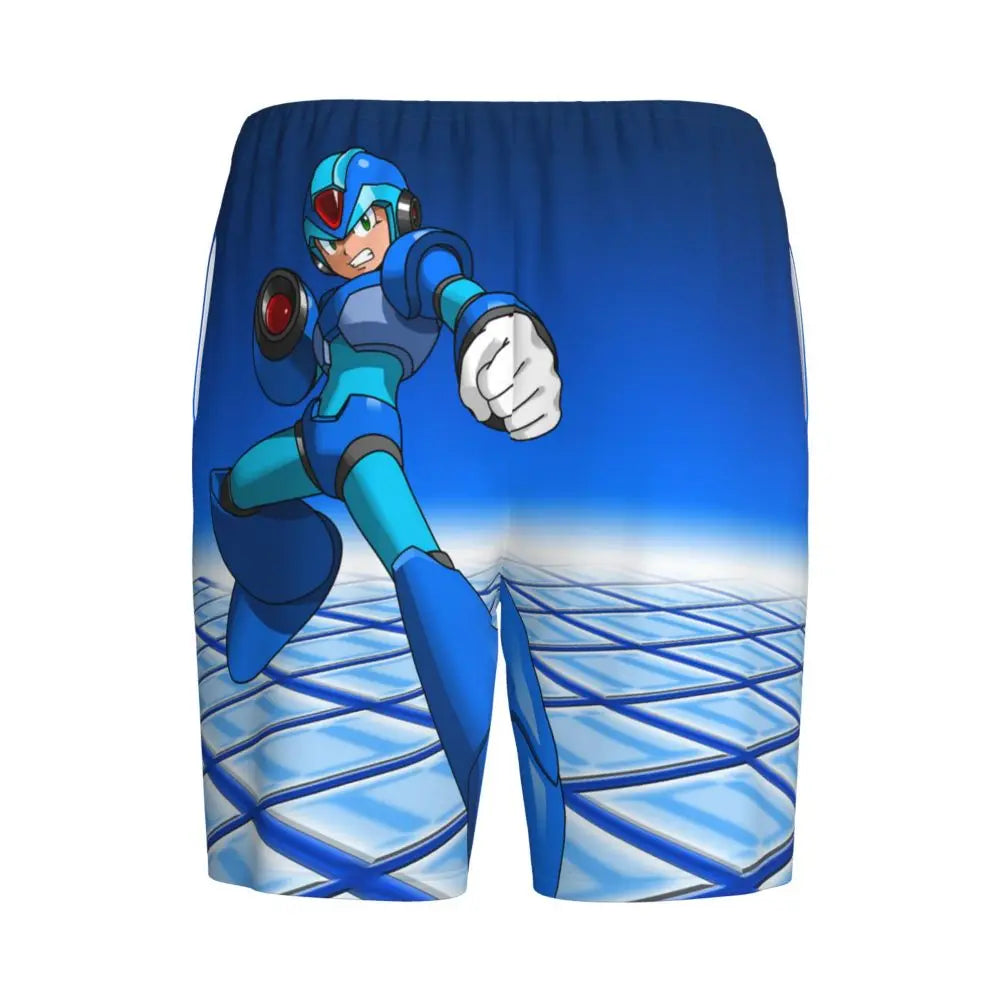 Custom Megaman Video Game Mega Man Short Pajama Pants Men Sleepwear Sleep Lounge Bottom Shorts Sleeping Pants