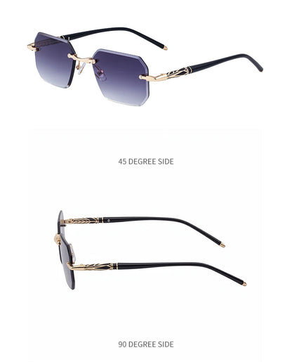 Square Rimless Punk Sunglasses Men 2026 Luxury Brand  Polygon Frameless Sun Glasses For Male Steampunk Driving Eyewear Shades