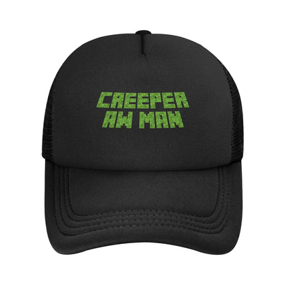 Hoekige avonturier ontdekt een Creepers-monster achter zich Truckerpet Zonnehoeden Verstelbare snapback-petten Mesh-baseballpet
