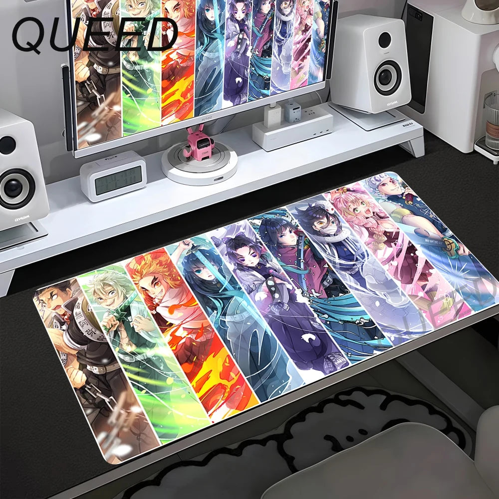 Computer Table Mat Keyboard Desk Pads Anime Mouse Pad Kawaii Girl Mousepad 900x400mm Rubber Non-slip Mouse Mats Demon Slayers XL