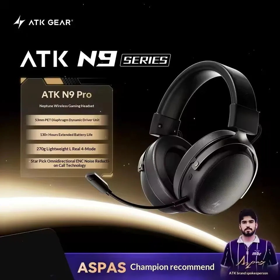 ATK Neptune N9 Wireless Gaming Headset – Low Latency eSports Headphones with Noise Cancelling Mic, Bluetooth 5.3, 4 Modes Dual Connection Gaming Headset