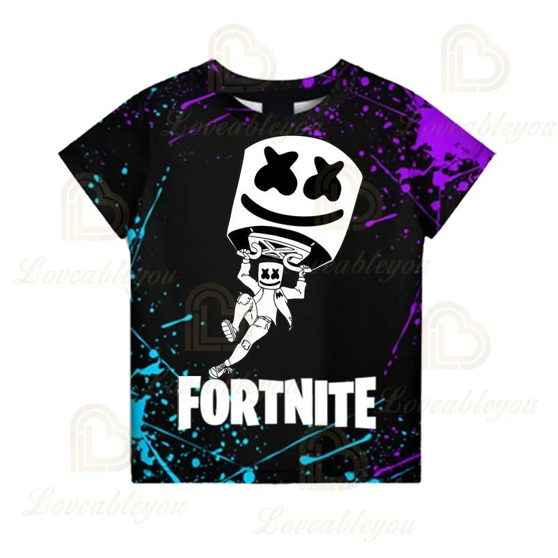 T-shirt Battle Royale Fortnite Victory per bambini, top per bambine e bambini, abbigliamento Harajuku, magliette 3D per bambini, 2025 NUOVO DESIGN