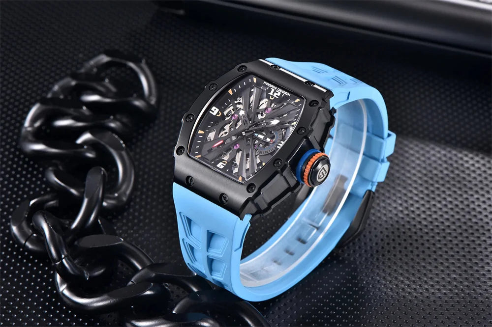 PAGANI DESIGN 42 MM Men's Skeleton Quartz Watch Japan VH65 Sapphire Glass Stainless Steel 50M Waterproof Wristwatches PD1738 New