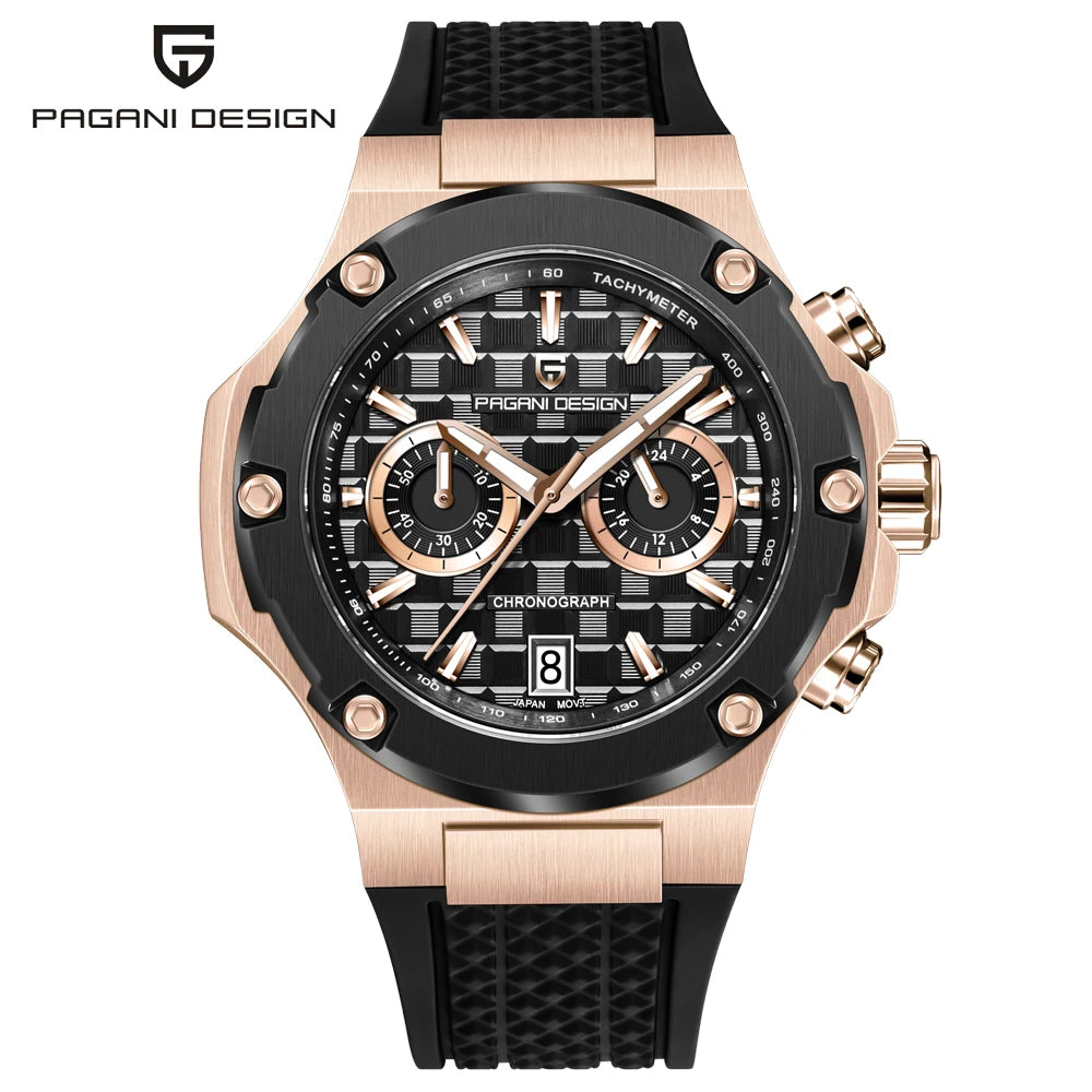 Relógios de quartzo para homem PAGANI DESIGN – Cronógrafo desportivo de luxo, estanque, com ponteiros luminescentes e vidro de safira com tratamento antirreflexo