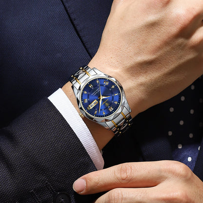 Relógio de homem POEDAGAR Business Luxury, estanque, em aço inoxidável, luminoso, com data e dia da semana, estilo desportivo, de quartzo.