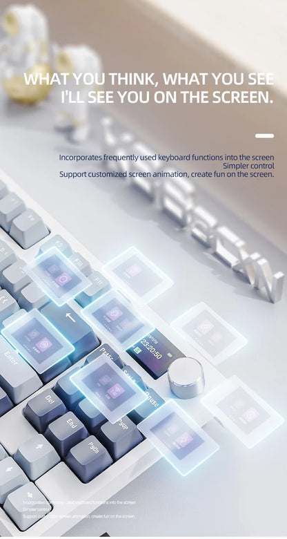 ATTACK SHARK K86 Mechanical Keyboard with Metal Knob, TFT Smart Color Screen, 87-key Layout, RGB Lighting, and Three-mode Connection
