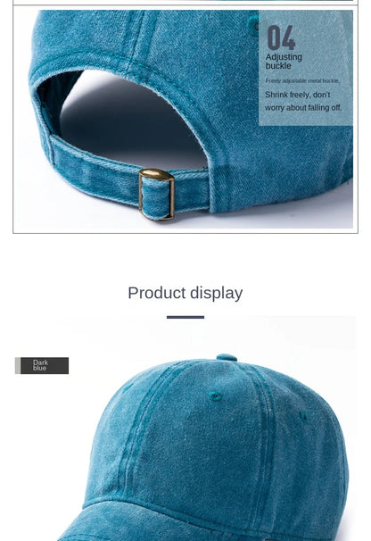 Men Women 53-56cm 56-59cm 60-63cm Vintage Unstructured Baseball Cap Washed Cotton Adjustable Cap for Big/ Small Head and Kids