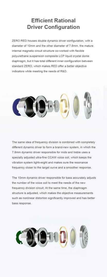 TRUTHEAR x Crinacle ZERO:RED kabelgebundene audiophile In-Ear-Kopfhörer mit dualem dynamischem Treiber, 0.78 2Pin HiFi-Kopfhörer