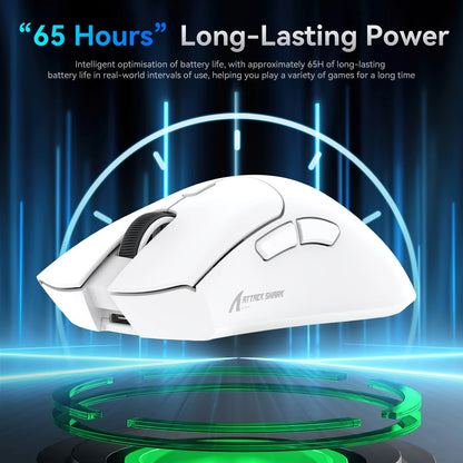 ATTACK SHARK R1 Tri-mode Gaming Mouse, PixArt PAW3311 Sensor, 18000 DPI, 1000hz, 59g Ultralight for Big Hand, for PC/Mac