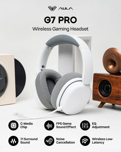 AULA G7 Pro Gaming-Headset 7.1 Surround Sound Kabellose Bluetooth 5.3-Kopfhörer mit geräuschunterdrückendem Mikrofon für PS5/PS4/PC/Switch