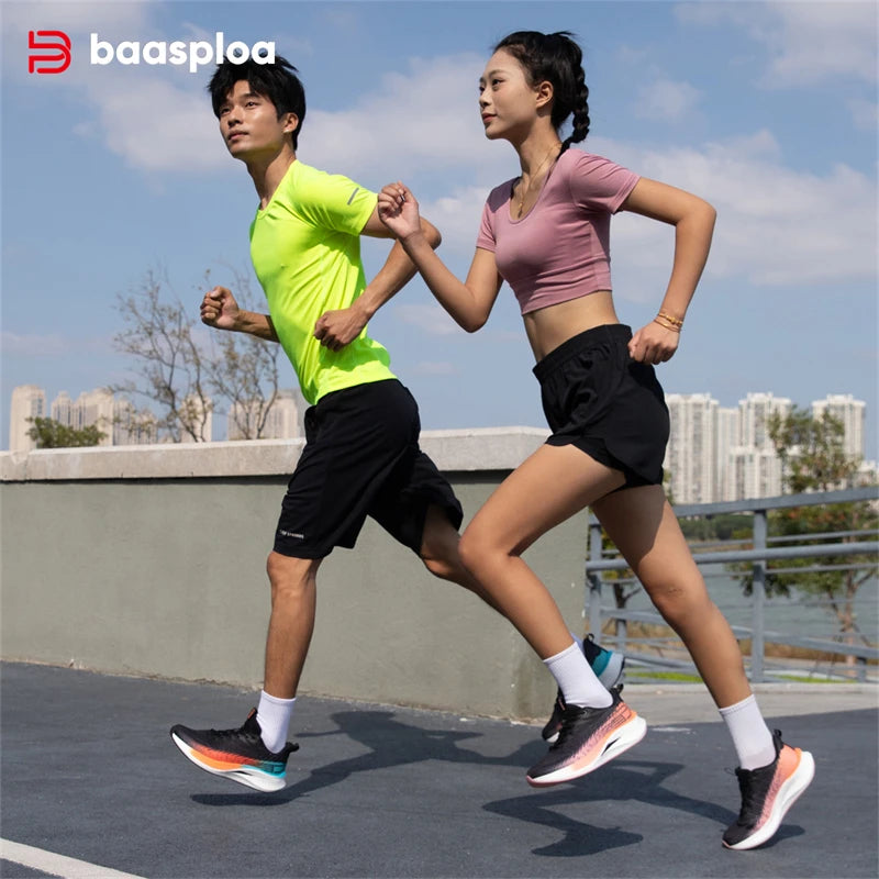 Baasploa Running Shoes Men Carbon Plate Professional Cushioning Anti-Slip Sneaker Female Casual Breathable Jogging Sports Shoes