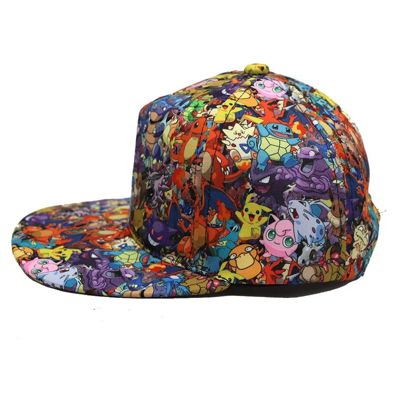 Pokémon-baseballkasket, Pikachu-hat, Pokémon-cosplay-hiphop-kasket til piger, drenge, børn, anime-figurer, legetøj, gave, tegneseriehat