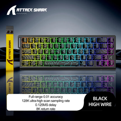 ATTACK SHARK X68HE X68Pro He Magnetische mechanische Tastatur für Pro-Gaming 0.01mm Rapid Trigger 8000Hz SOCD/Rs 0.125ms 128K Rate