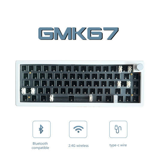 GMK67 Kit de teclado mecánico Bluetooth 5.0/2.4G inalámbrico/con cable con montaje gasket para gaming, kit de teclado personalizable