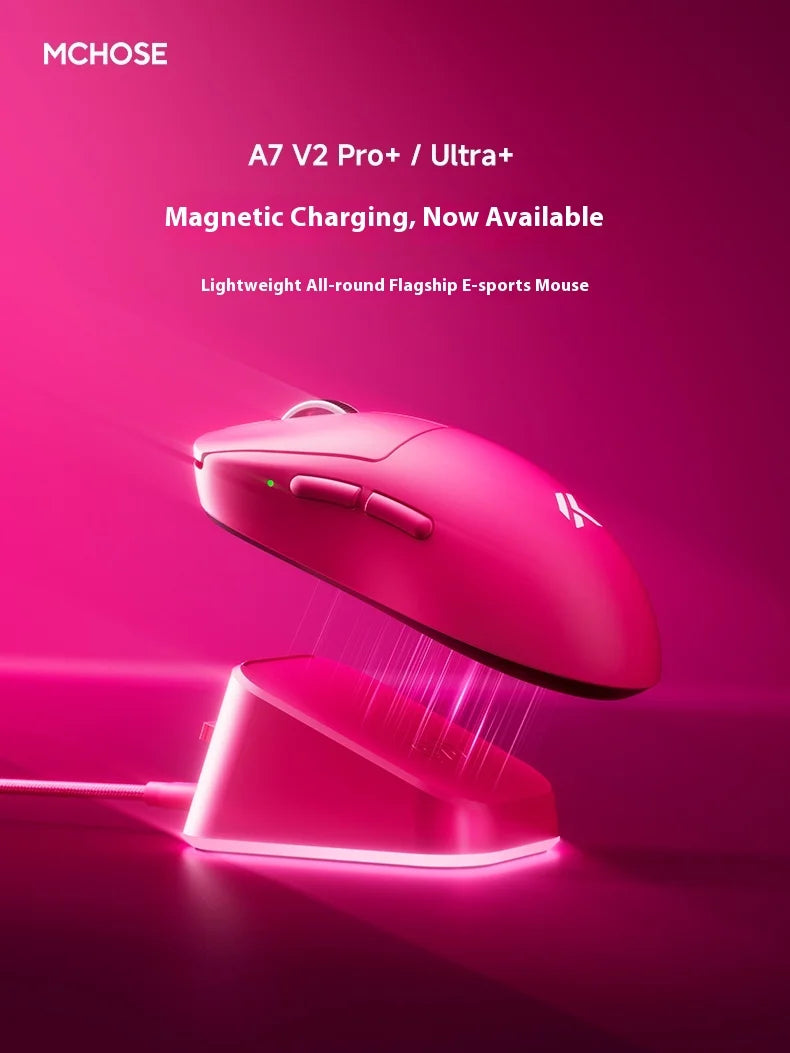 MCHOSE A7 V2 Ultra+ Wireless Gaming Mouse Tri-Mode Lightweight PAW3950 Ti Sensor 42000 DPI Esports Mouse with 500mAh Battery