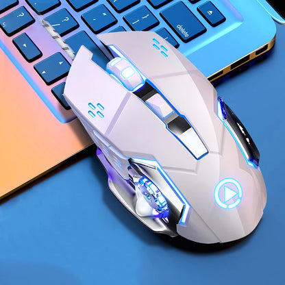 USB-Gaming-Maus mit Kabel, 6 Tasten, Hintergrundbeleuchtung, ergonomische Maus, einstellbare DPI, optische Maus für PC-Gamer, Computer und Desktop