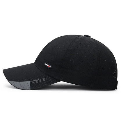 Gorra de béisbol de secado rápido y ultratranspirable: ligera y ajustable, con visera de pico a la última; perfecta para deportes al aire libre
