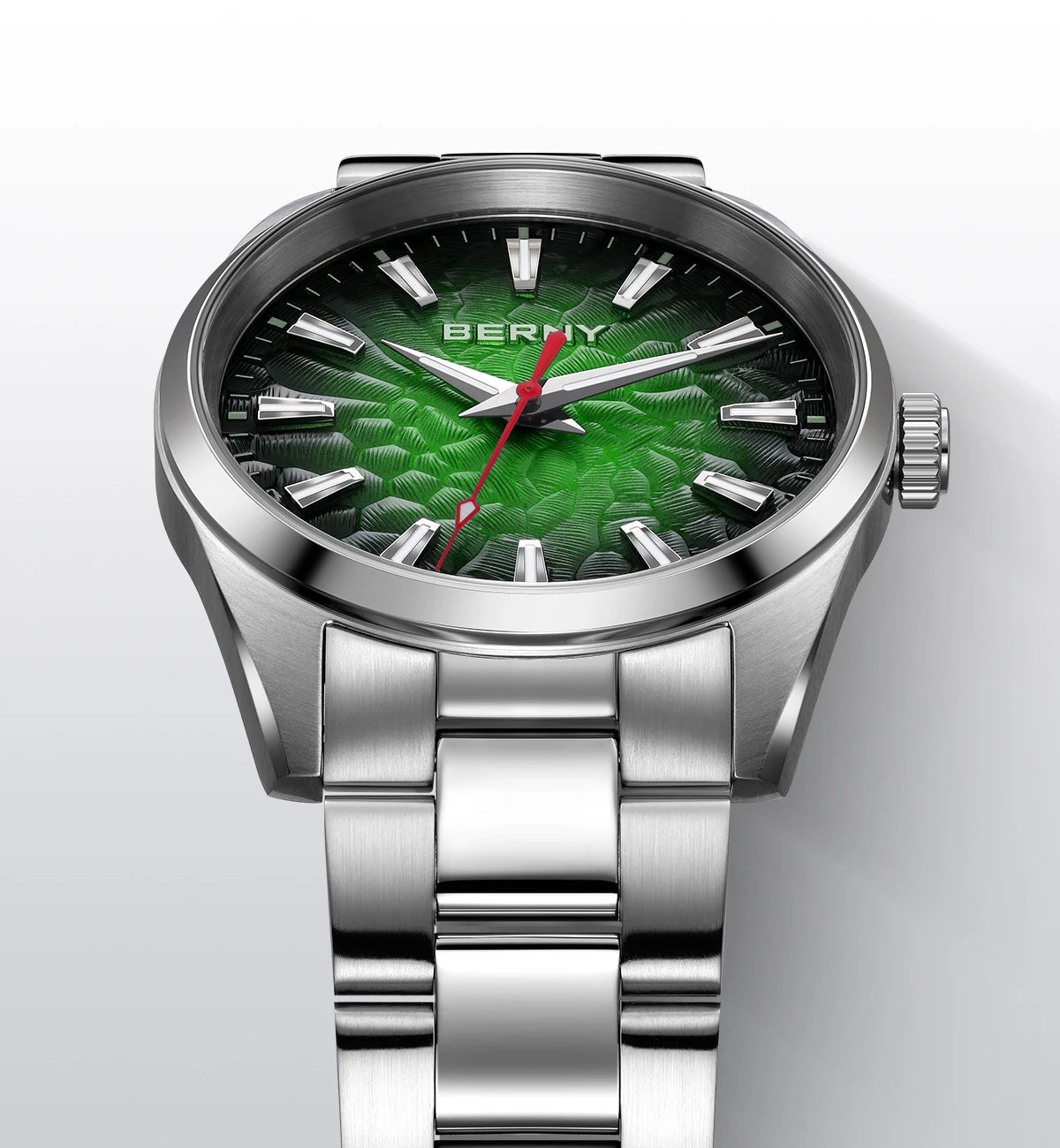 Montre pour homme BERNY – Montre à quartz, verre saphir, aiguilles luminescentes, étanche 10 ATM, entièrement en acier inoxydable – Style élégant et décontracté, idéale pour le quotidien ou les occasions professio
