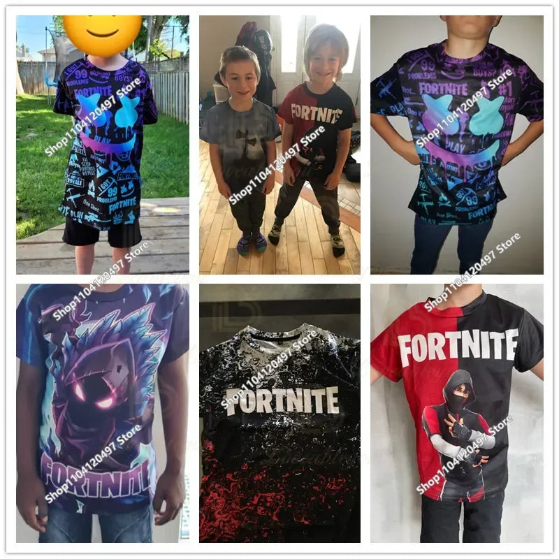 Fortnite T-Shirt Men Shoot Game Battle Hero T-shirt Victory Royale Clothing Young Children T-shirts for Boys Girls Ages 2-14